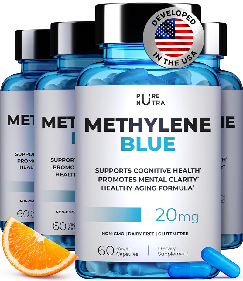 Ultimate Methylene Blue Capsule Form with Added Vitamin C Ester for Enhanced Absorption, Brain Supplement, Memory, Focus, Clarity, Cognitive - Brain Booster Supplement Energy Pills | 240 Servings 4