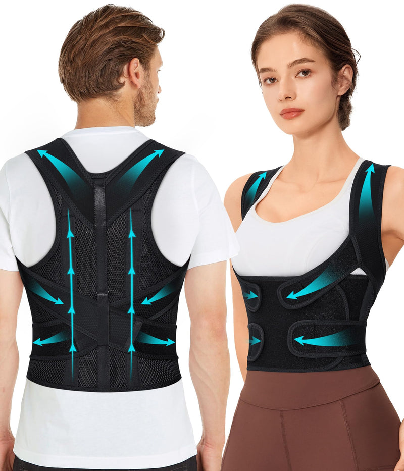 URSEXYLY Back Brace Posture Corrector for Women Breathable Posture Brace Adjustable Full Back Support Brace,Upper and Lower Back Pain Relief(Large,Black) Large Black