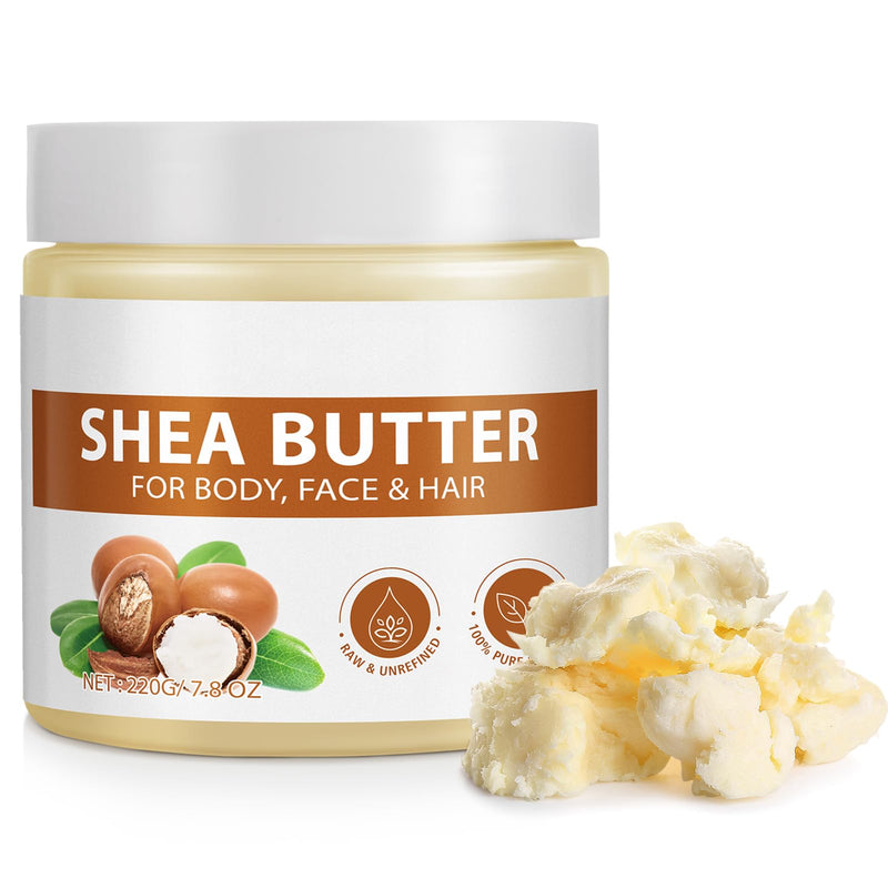 Bieyoc Pure Shea Butter, Unrefined Face & Body Butter for Women and Men- Natural Vitamin A, E & F - Long-Lasting Hydration for Dry Skin, Hair Care, 7.8 oz