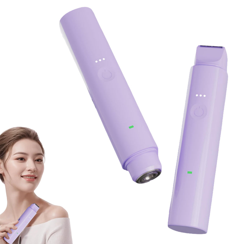 [Australia] - Bikini Trimmer for Women Electric Razors for Women Electric Shaver Female 2-in-1 Bikini Razor for Pubic Hair, Private Area, Legs, Face, Body Hair, Waterproof, Dual Head, Rechargeable (Purple) Purple 