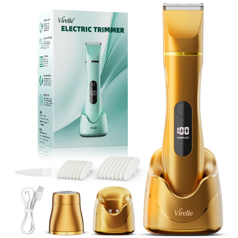 Bikini Trimmer for Women, 2025 New 2 in 1 Painless Electric Body Shaver, IPX7 Waterproof Electric Razor for Smooth Skin with Facial,Underarm,Leg,Arm Hair Removal, Includes USB Charging Dock