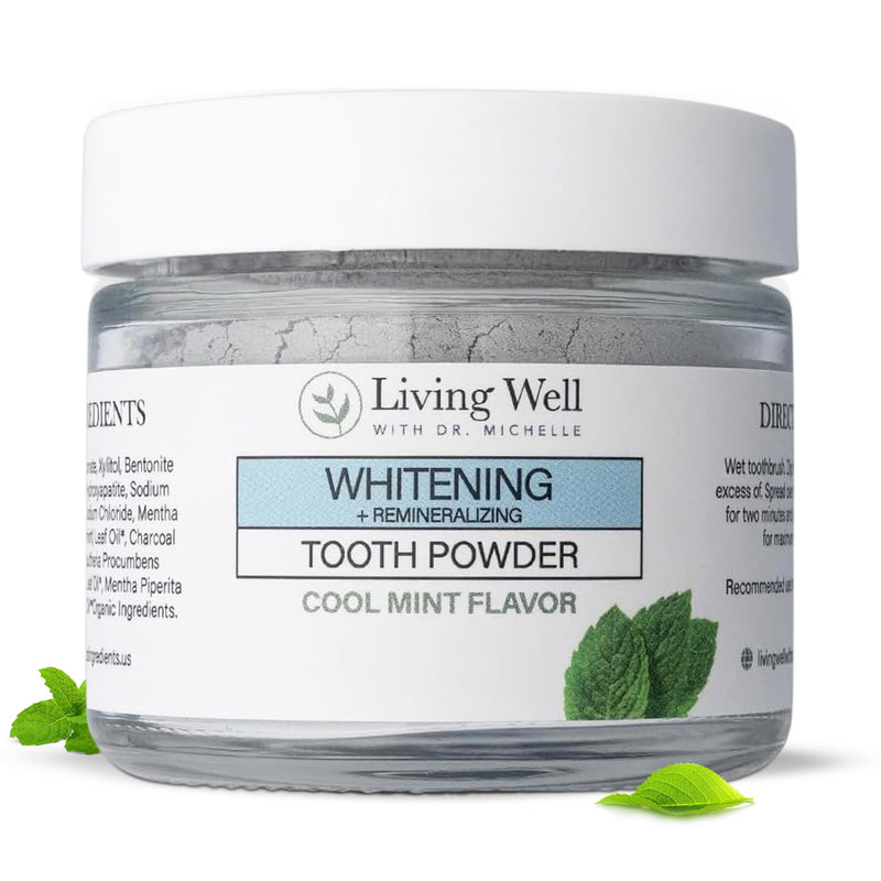 [Australia] - Living Well with Dr. Michelle Remineralizing & Whitening Tooth Powder Cool Mint | Fluoride-Free Hydroxyapatite Formula | Supports Enamel Strength and Natural Whitening 