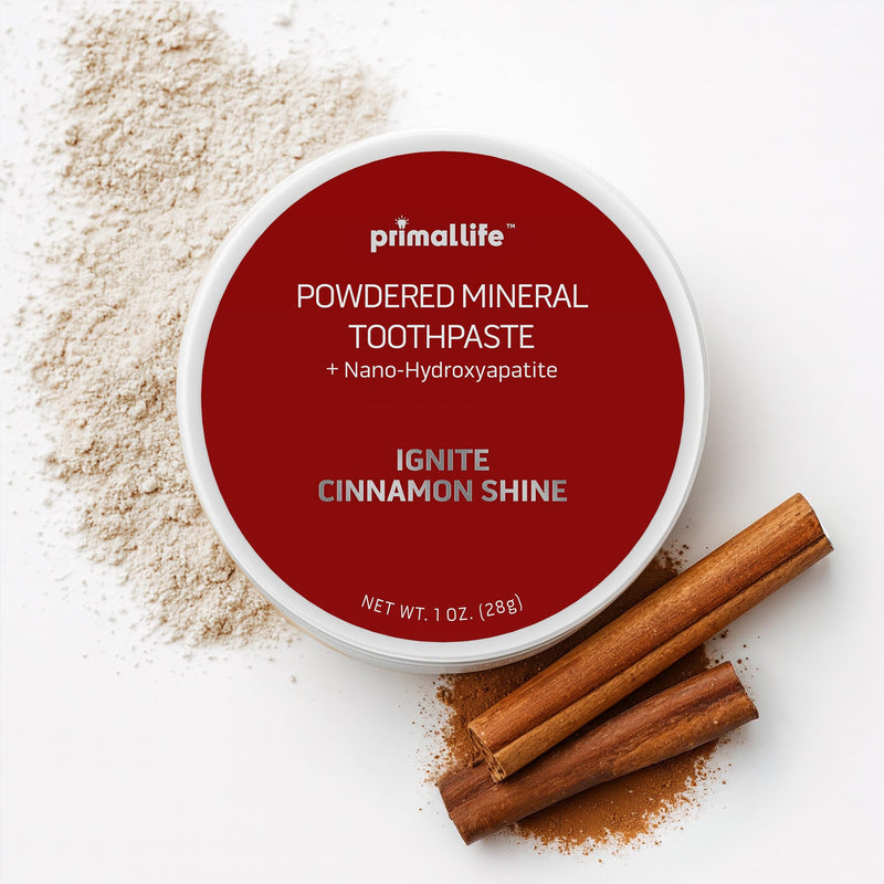 [Australia] - Primal Life Organics - Dirty Mouth Toothpowder, Flavored Essential Oils with Natural Kaolin & Bentonite Clay, Organic, Vegan (1 Ounce (Pack of 1), Ignite Cinnamon) 1 Ounce (Pack of 1) 
