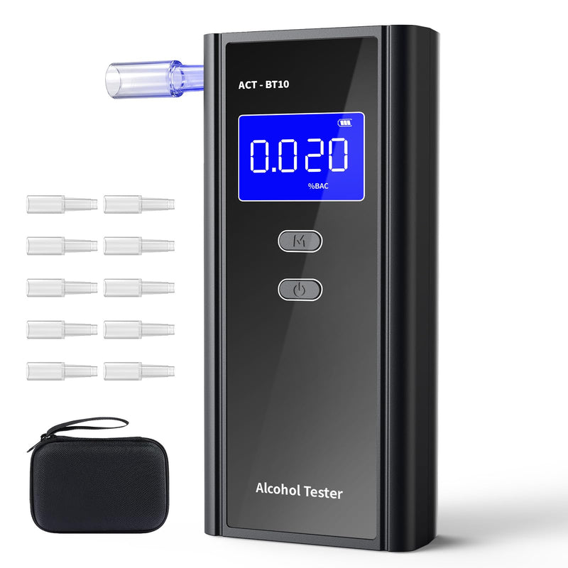 Homealexa Breathalyzer for Alcohol, Portable Alcohol Tester with Digital BAC Display, High Accuracy Sensor, 3-5s Fast Test, Personal Breathalyzer with 10 Mouthpieces for Home Party Use