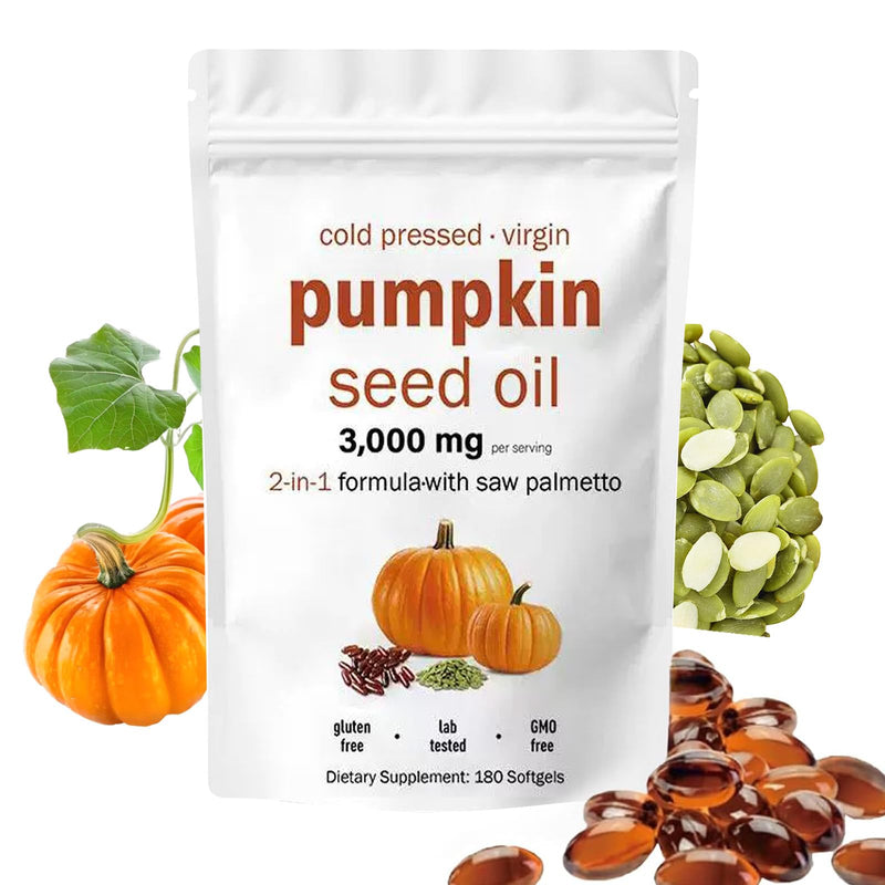 [Australia] - Pumpkin Seed Oil Capsules with Saw Palmetto – 3000mg per Serving, 180 Softgels | Cold Pressed, Pure Virgin Oil | Supports Hair, Urinary, Bladder & Prostate Health | Non-GMO 