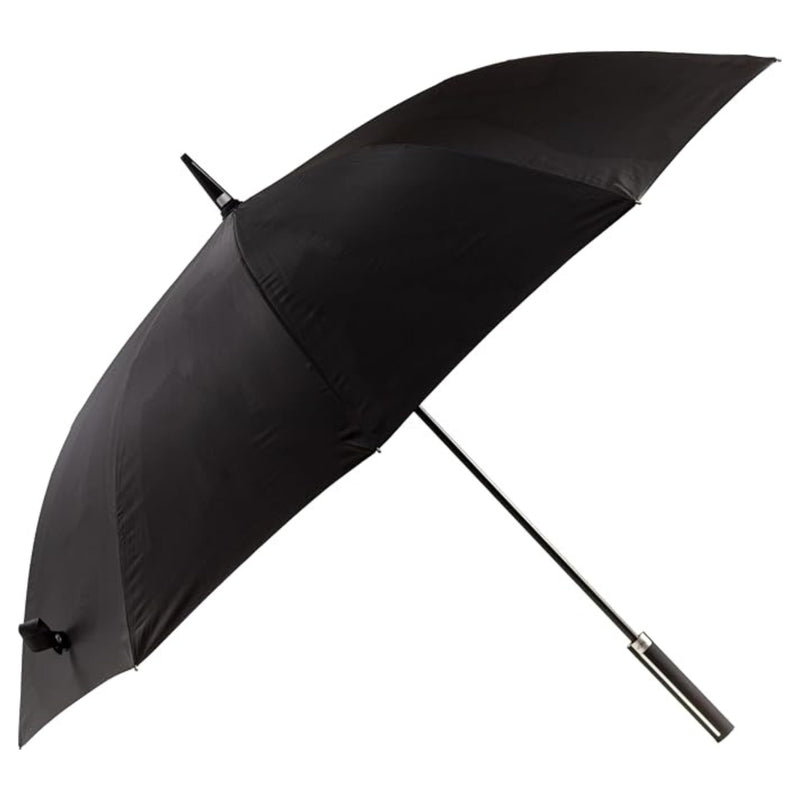 KRAGO Travel Umbrella - Large 55 Inch Windproof Golf Stick Umbrella | Umbrella for Rain - Auto Open Fiberglass Frame Straight Umbrella with Stylish Plastic Handle - Big for Men and Women Black with Silver