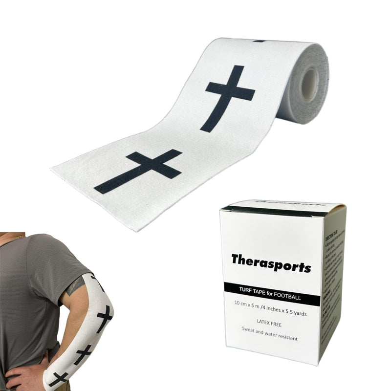 [Australia] - Faith Cross Turf Tape Football - Extra Wide Christian Athletic Turf Tape - Ultra Sticky & Latex Free, Protects from Turf Burn, Waterproof & Flexible (White, 4 inch) White 