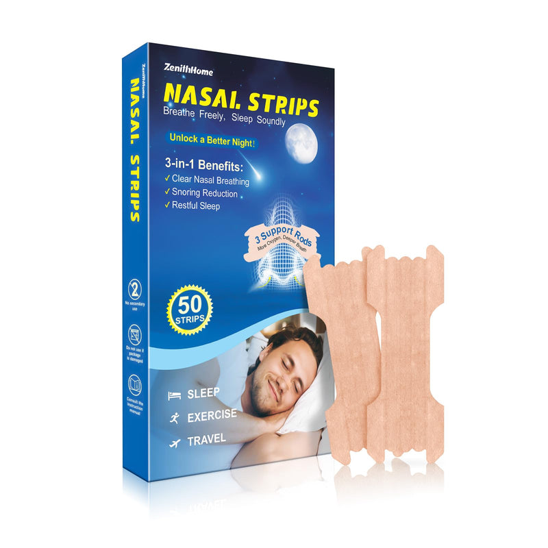 [Australia] - Nasal Strips for Snoring, Nose Strips for Breathing, Anti Snoring Devices for Sports and Sleep, Help Relieve Nasal Congestion, Stop Snoring, Breathing Smoothly, Sleep Soundly, TAN, 50 Count 