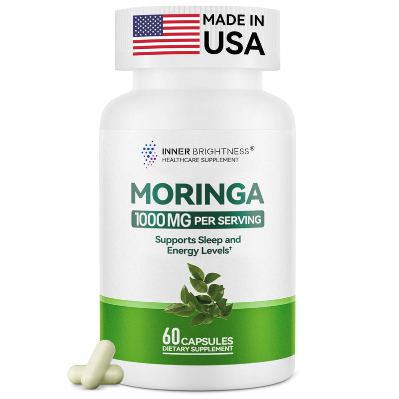 [Australia] - Moringa Capsules 1000mg, Moringa Leaf Extract 10:1, Complete Green Superfood, for Energy, Sleep, Immune & Gut Health, Veg Capsules 60 Count, All-Natural, Non-GMO, Made in USA 