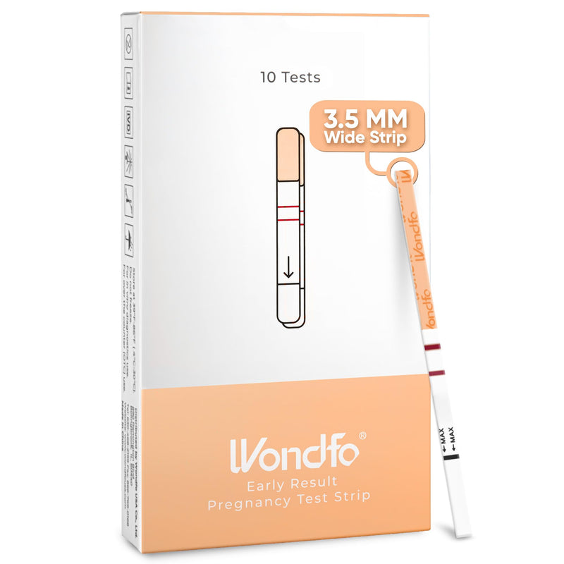 Wondfo 3.5mm Early Result Pregnancy Test Strips -Get Results 6 Days Sooner | Pruebas de Embarazo Highly Sensitive Pregnancy Test Strips,Simple Home Urine Dip Test 10 Packs 10 Count（3.5mm，10mIU/ml）