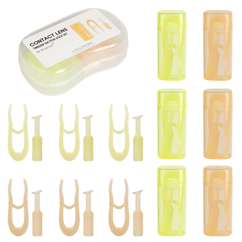 [Australia] - 6-Pack Contact Lens Removal Tool Set, Tweezers & Suction Stick Combo for Daily Contact Lenses Colored Contacts & RGP Lenses 