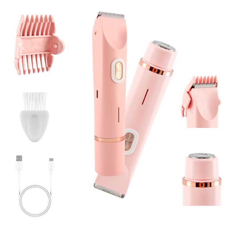 [Australia] - 2 in 1 Bikini Trimmer for Women + Makeup Bag,Dual Head Shaver for Women for Private Area Sensitive Skin,Bikini Shaver,Electric Razor for Private Area,Women's Electric Razor for Pubic Hair 