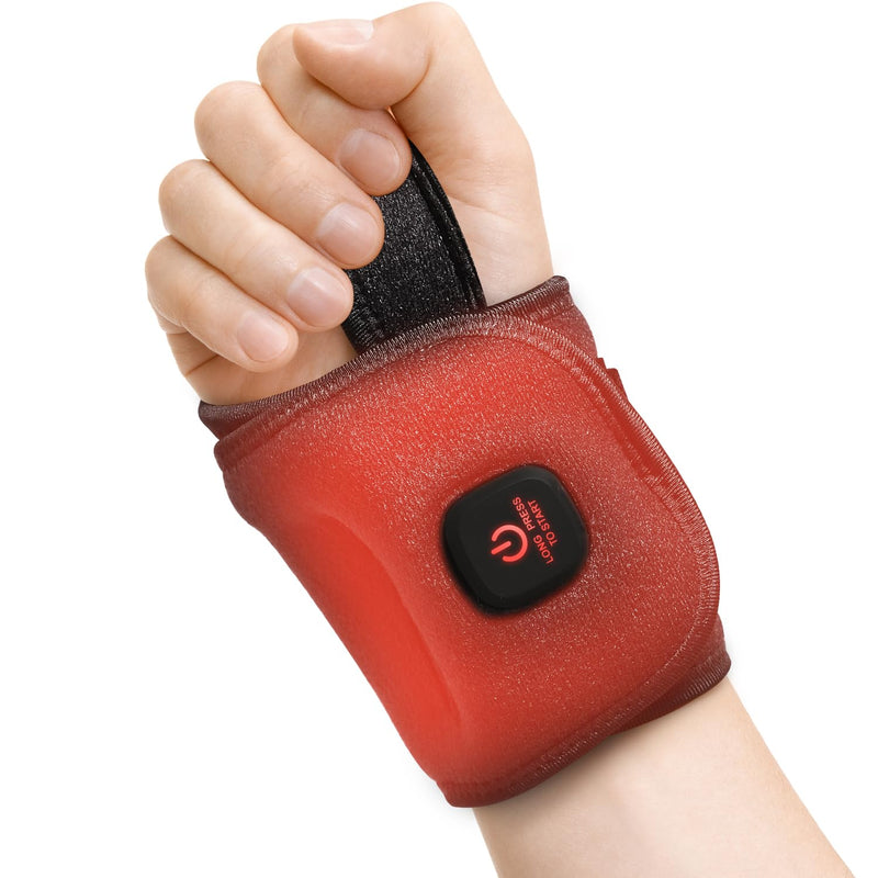 [Australia] - Wrist Heating Pad, Heated Wrist Wrap for Arthritis Carpal Tunnel Tenosynovitis Relief, 3 Temperature Levels with 3000 mAh Rechargeable Battery (Black) 