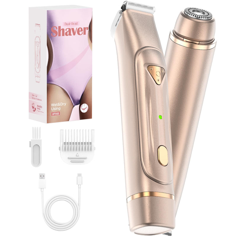 [Australia] - Dermave Bikini Shaver - Bikini Trimmer for Women, Waterproof Dual Head Shaver (Gold) Gold 