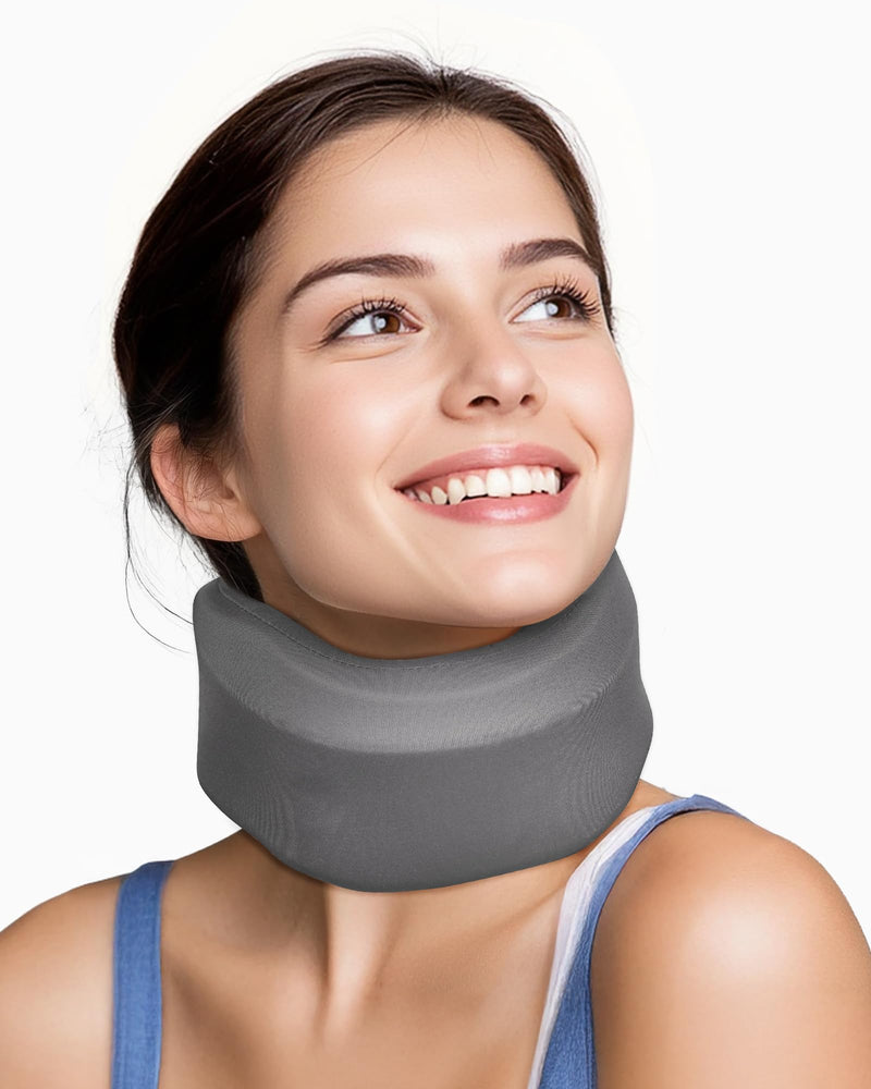 [Australia] - ‚ÄåNeck Support Brace - Neck Brace Cervical Collar Relief Neck Pain for Sleeping, Soft Foam Wraps Keep Vertebrae Stable and Aligned for Relief of Cervical Spine Pressure for Women & Men Steel Gray Medium 