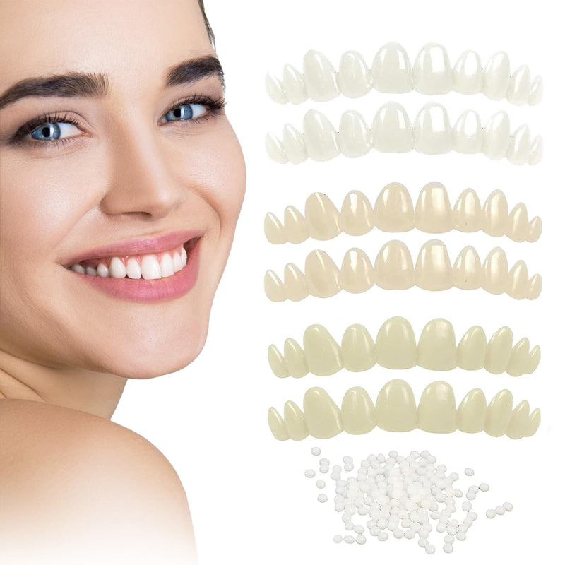 [Australia] - Tooth Repair Kit, Temporary Natural Shade for Filling The Gap, Moldable Thermal Beads Replacement Kit, Replace The Missing or Broken Tooth, Fake Teeth Replacement Kits - 6PCS (White & Khaki) 