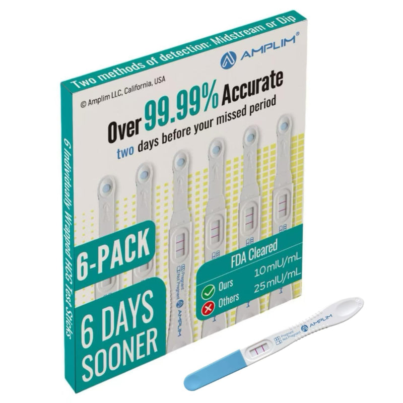 Early Detection Pregnancy Test, 99.99% Accurate, 6 Count | 10mIU/mL Ultra Sensitive HCG Test Sticks, Easy Midstream or Dip Test 1 Count (Pack of 6)
