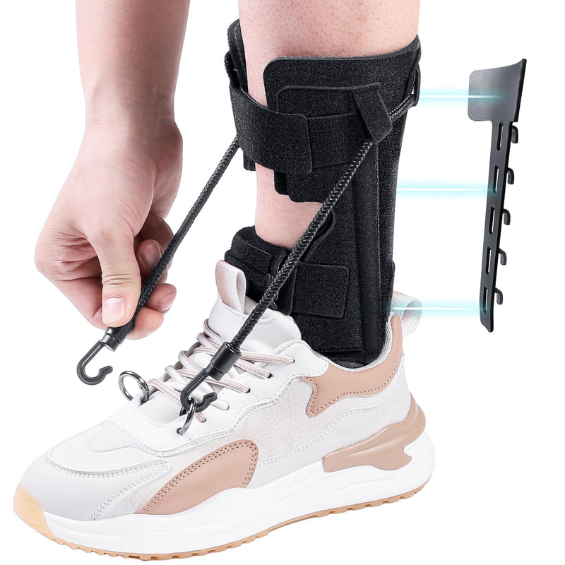 [Australia] - AFO Foot Drop Brace Splint, Adjustable Drop Foot Up Ankle Support for Walking with Shoes, Improve Walking Gait, Fits Right & Left, Women and Men - Black 