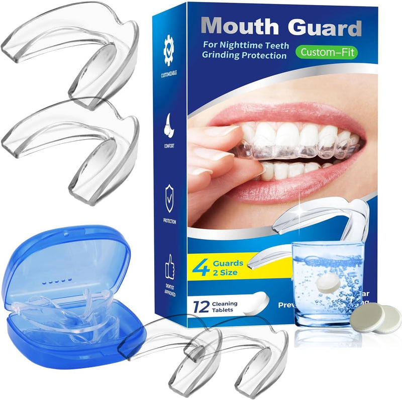 [Australia] - Mouth Guard for Grinding Teeth at Night with 12 Cleaning Tablets, Night Guards for Teeth Grinding, Mouthguards for Grinding of Teeth, Mouth Guard for Clenching Teeth at Night 