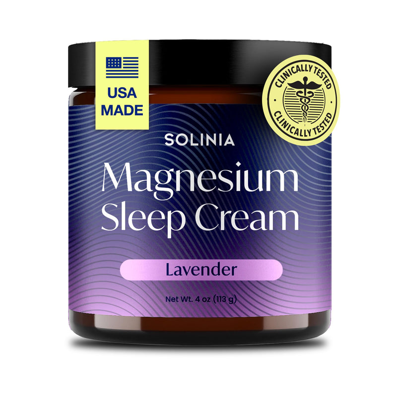 Magnesium Sleep Cream, USA-Made Topical Magnesium Lotion for Sleep | Clean-Ingredient Lavender Lotion for Feet, Nighttime Mag Oil Body Butter, Foot Cream, Relaxing Rub for Muscles, 4oz