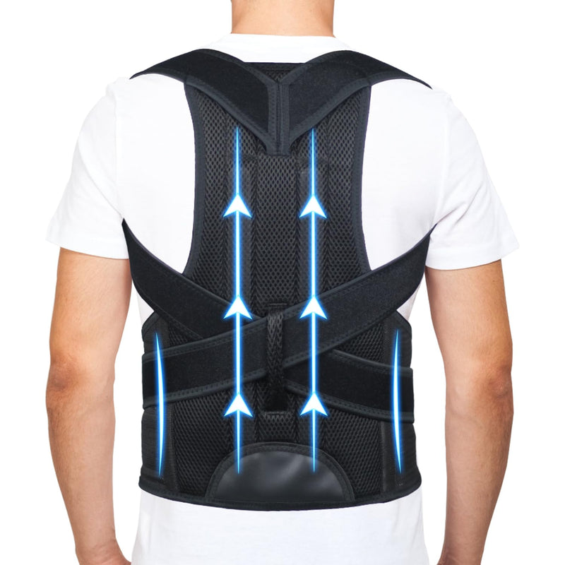 Back Brace Posture Corrector for Men and Women - Improve Posture, Lower Back and Waist Pain, Full Lumbar Support, Shoulder and Neck Stretcher, Adjustable Straps and Breathable Material L(33''-37'') L(33''-37'')