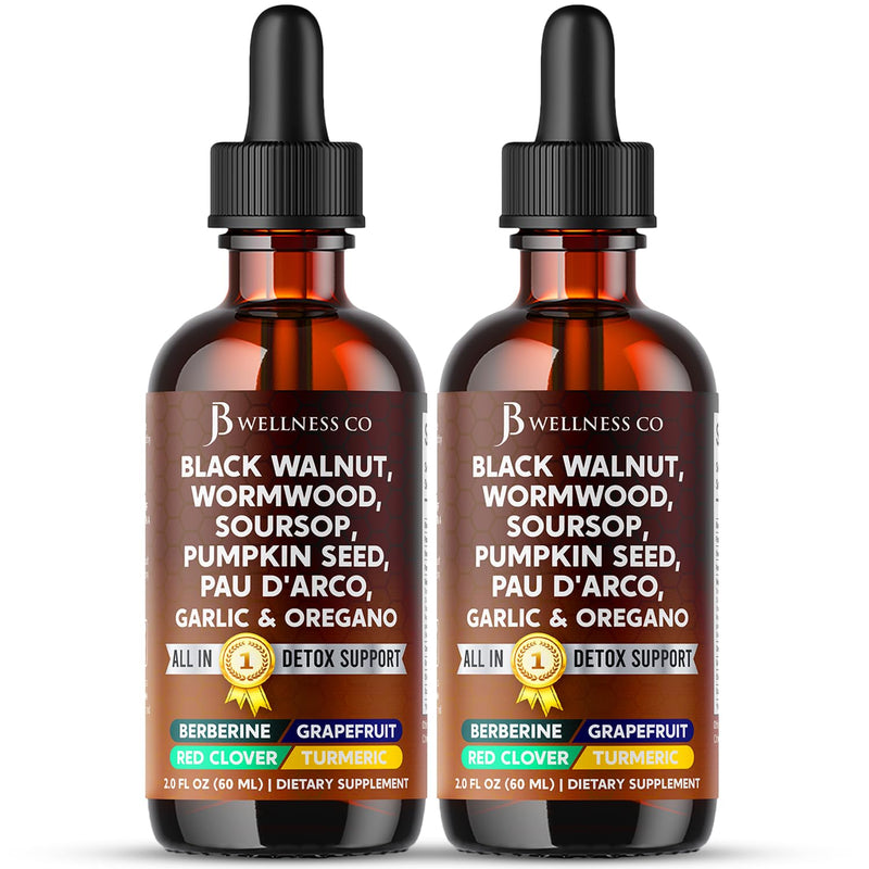 [Australia] - Wormwood Black Walnut Cleanse for Humans Drops Liquid Soursop Garlic Pumpkin Seed PAU D'Arco Oil of Oregano Turmeric Berberine Neem Extract Hull Bark Tincture - 4 oz 