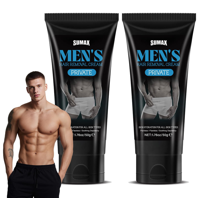 2 Pcs Hair Removal Cream for Men, Intimate Hair Removal Cream for Men Painless Depilatory for Unwanted Male Hair In Private Area, Suitable for All Skin Types