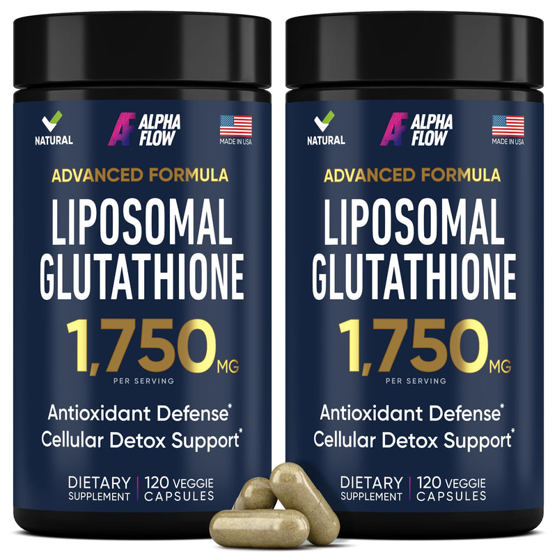 Alpha Flow Liposomal Glutathione Supplement with Vitamin C, Alpha Lipoic Acid & Phospholipid Complex, 2 Pack Neutral 120 Count (Pack of 2)