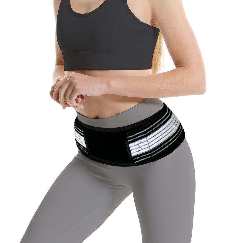 Sacroiliac SI Joint Hip Brace with Dual-Compression Tech - Sciatica & Lower Back Pain Relief Belt for Women/Men, Adjustable 32-56" (CoolMax+Neoprene) 32-56 Inches Waist