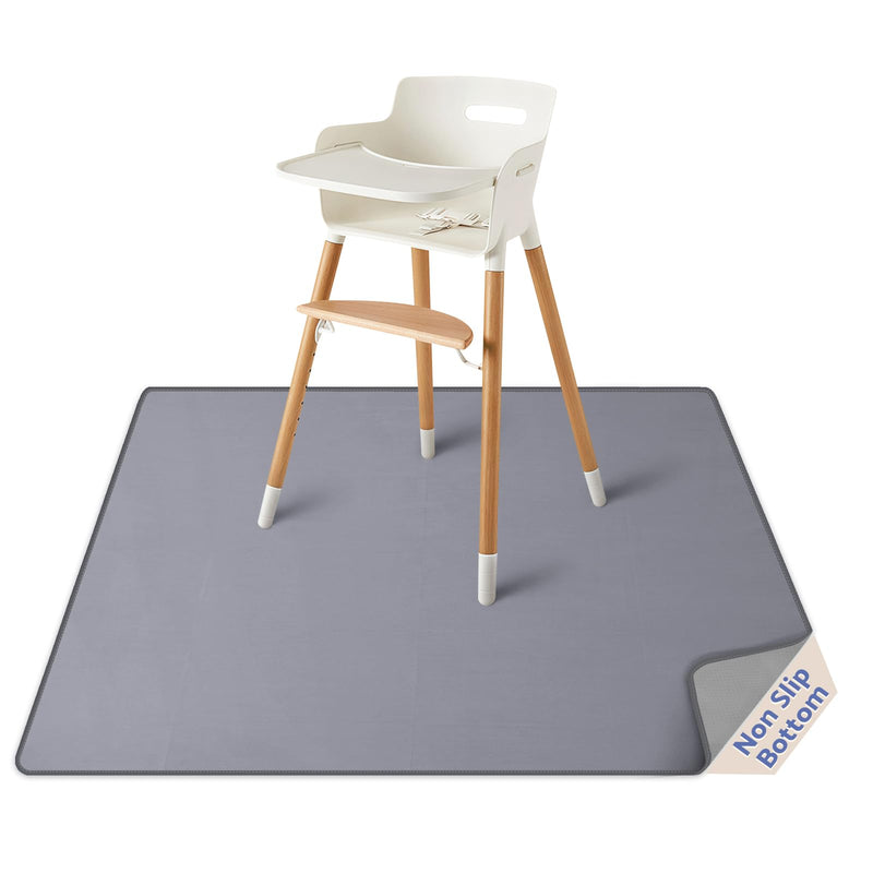[Australia] - Blissful Diary Baby Splat Mat for Under High Chair, 50.4 x 50.4 Inch Wipeable Splash Mat, Waterproof and Washable, Anti-Slip Floor Protector, Gray 