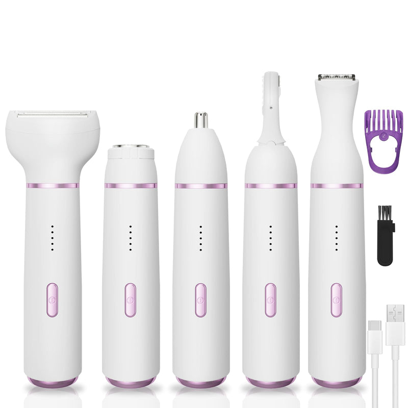 [Australia] - Electric Razor for Women- 5 in 1 Electric Shaver for Women, Wet & Dry Bikini Trimmer and Facial Hair Remover,Eyebrow Razors Nose Hair Trimmer Rechargeable Hair Removal Kit for Full-Body Hair 831 