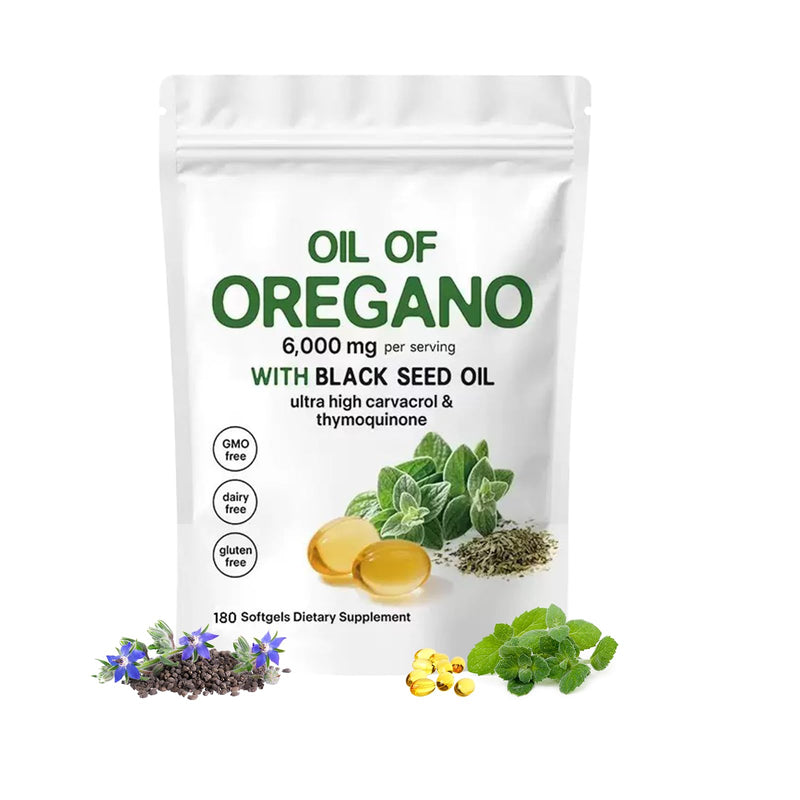 [Australia] - Oil of Oregano Softgels,2 in 1 6000 mg Oil of Oregano with Black Seed Oil Organic Capsules, Potent Carvacrol & Thymoquinone, Immune Support,Gluten Free,Non-GMO-180count 