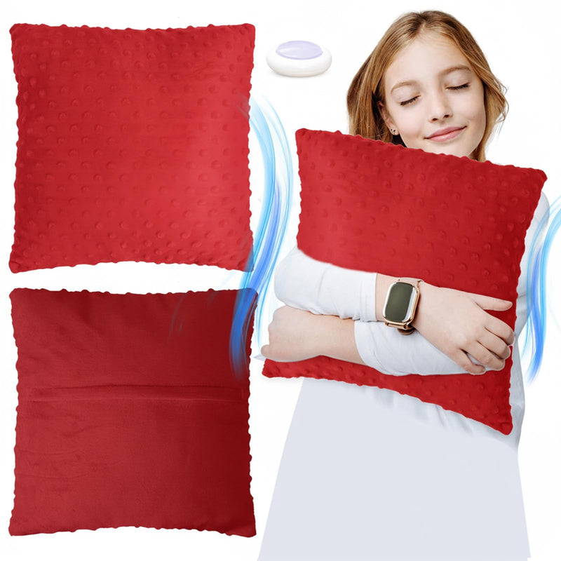 [Australia] - Suzile 15 Inch Vibrating Pillow Sensory Pillow for Kids and Adults Pressure Activated Soft Massage with Textured Stimulation Bumps for Relieve Stress Autistic Children Preschool Home Gift(Dark Red) Dark Red 