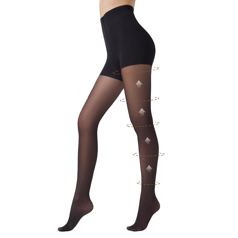 [Australia] - MANZI 30D Compression Pantyhose for Women 5-10mmHg High Waist Support Tights Pack of 1 Black Large 