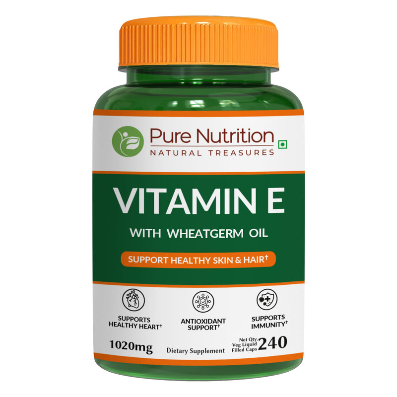 Pure Nutrition Vitamin E with Wheatgerm Oil, 1020mg |240 Caps | Natural Source of Vitamin E | Hair and Skin Supplement | Non GMO 240 Count (Pack of 1)