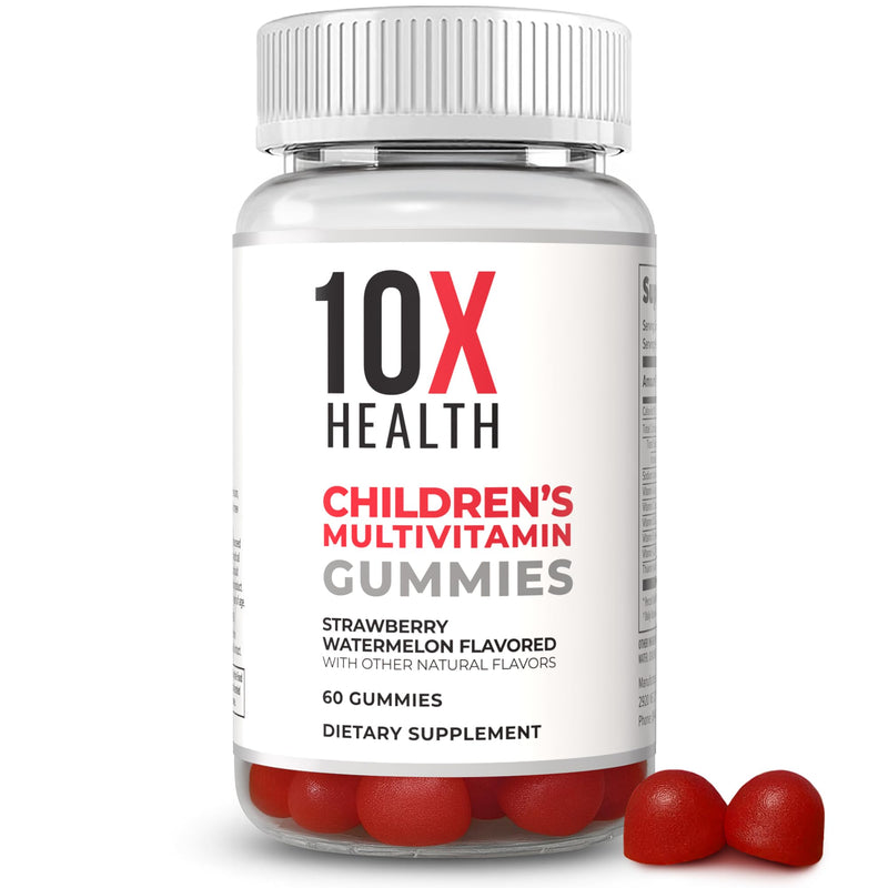 10X Health Kids Multivitamin - 60ct, Strawberry Watermelon | Immunity Gummies for Kids: Complete Daily Nutrition, Bones & Energy, Strawberry Watermelon