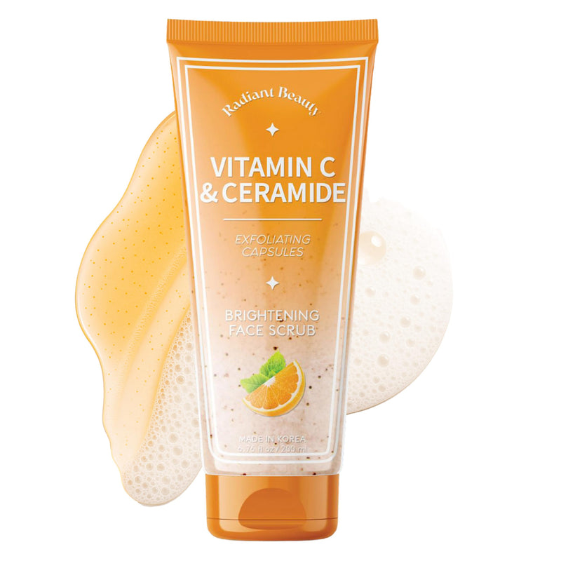 Vitamin C & Ceramide Face Scrub – Dermatologist Tested, Anti-Aging, Korean Skin Care – Gentle Exfoliator For Dark Spots, Deep Hydrating – Clean, Vegan, Cruelty-Free – 200ml / 6.76 fl oz Vitamin C & Ceramide