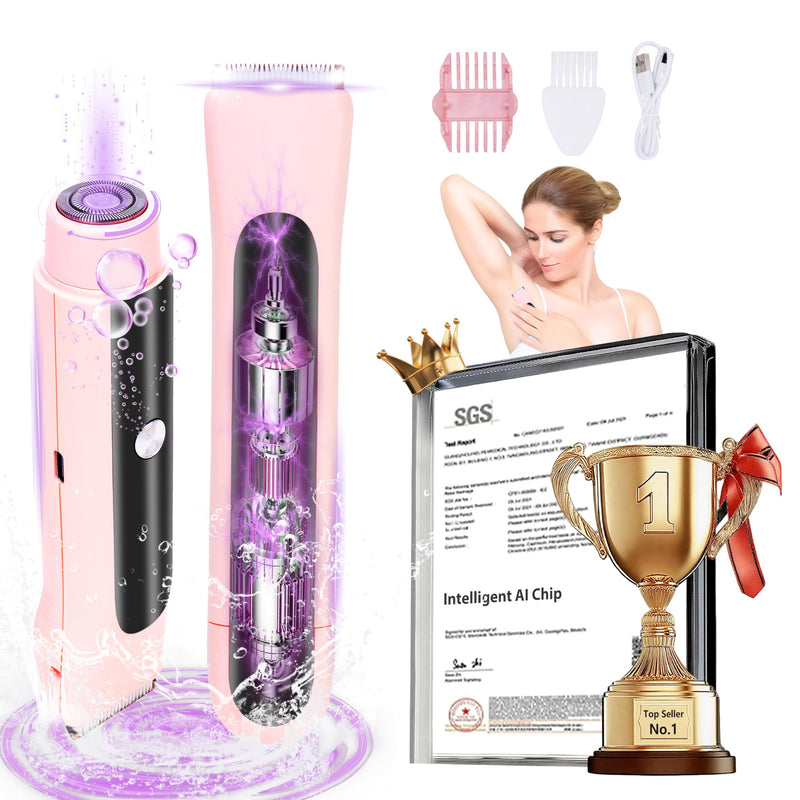 [Australia] - 4.0 Upgrade Bikini Trimmer for Women【SGS Certification Intelligent AI Chip】 Skin-Friendly mild and Smooth 2 in 1 Electric Bikini Trimmer IPX7 Waterproof USB Rechargeable，Suitable for Bikini Pink 
