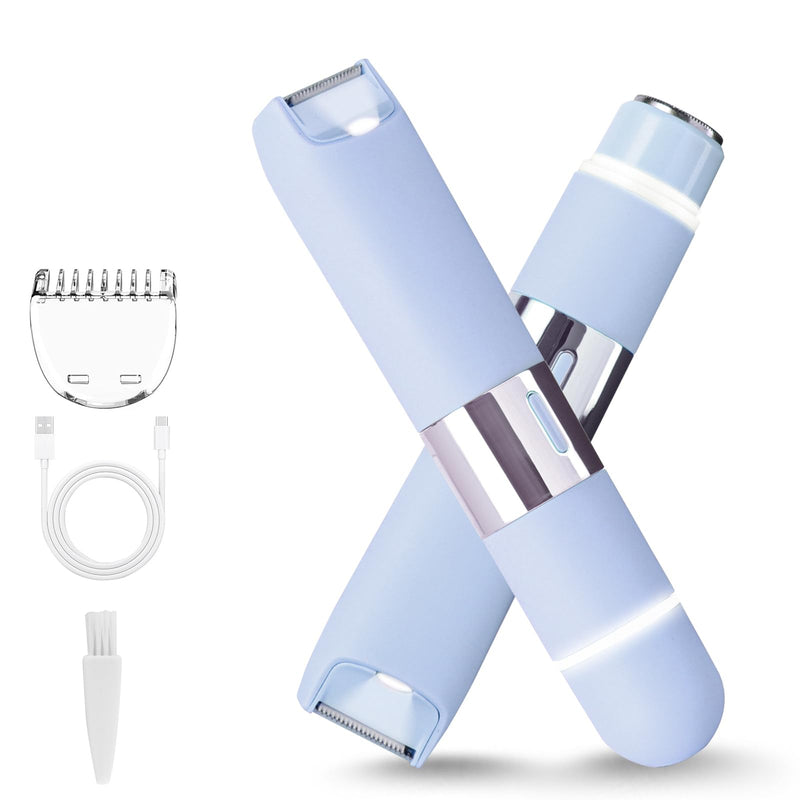 Bikini Trimmer for Women, 2-in-1 Waterproof Dual Head Shaver, Electric Razors for Women (Blue) Blue