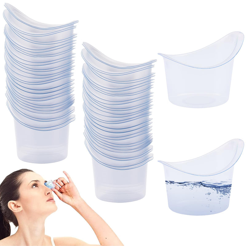 [Australia] - 60 PCS Disposable Eye Wash Cups 5ml - Portable Plastic Eye Rinse & Flush Kit Eyes Bath Washer with Measuring Markings for Quick Eyes Relief, Dust/Makeup Cleaning, Ideal for Seniors, Travel(Clear) 
