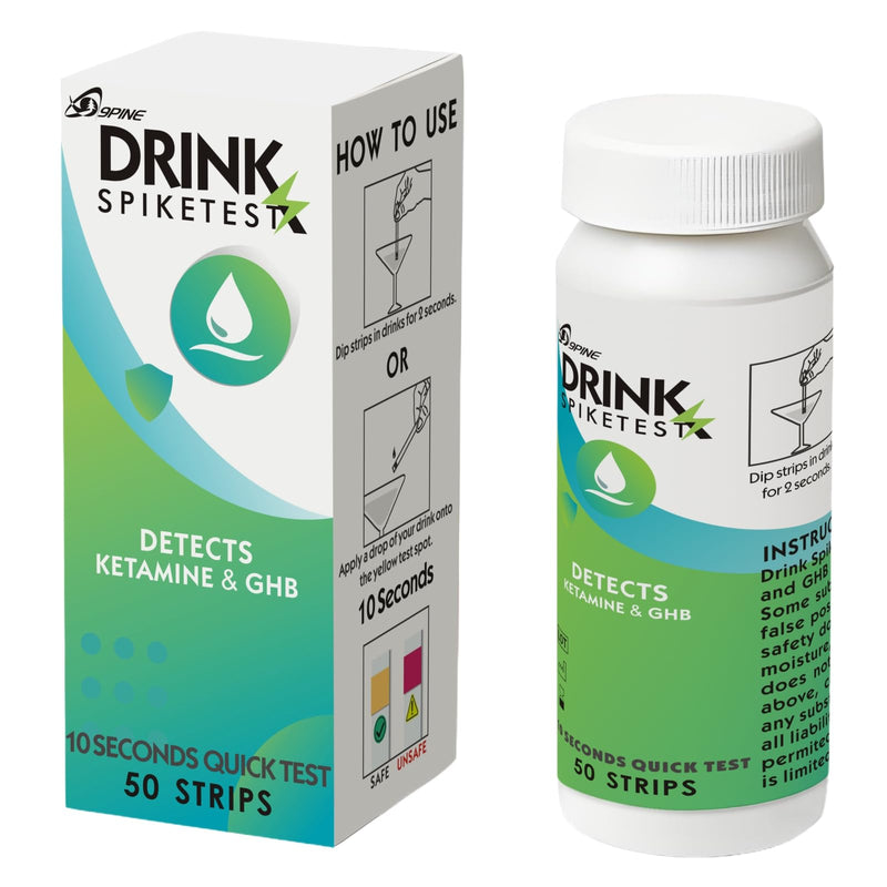 Spike Drink Test Strips Detector for Beverage Safety, 50 Count, 10-Second Detection, Tests for GHB and Ketamine in Beverage, Water, Wine, Cocktail, Beer, Juice etc; 1 Count (Pack of 50)