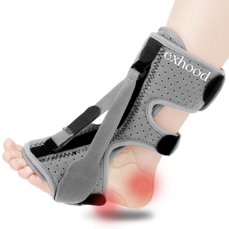 Plantar Fasciitis Night Splint, Plantar Fasciitis Relief Brace, 3 Adjustable Straps Relief Brace for Foot Drop, Achilles Tendonitis & Heel Pain - Day & Night Support (Elephant Grey) One Size Elephant Grey 1