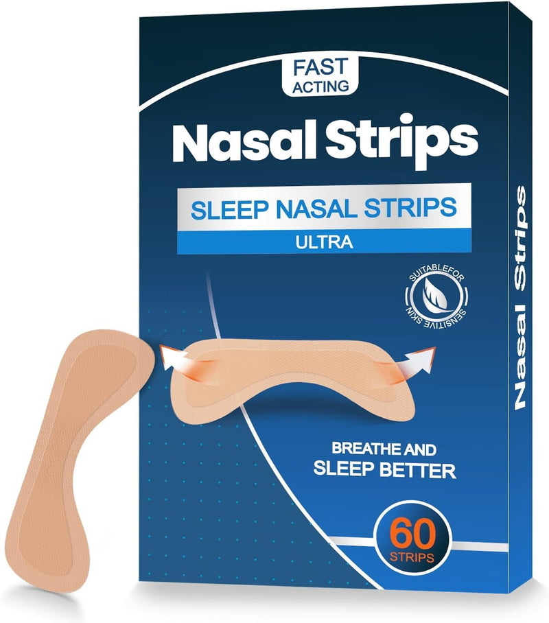 [Australia] - 60 Pcs Nose Strips for Breathing ‚Äì Extra Strength Nasal Strips for Snoring with Strong Adhesion ‚Äì Sweat Resistant Design for All Day Use ‚Äì Improves Sleep and Workout Performance Beige 