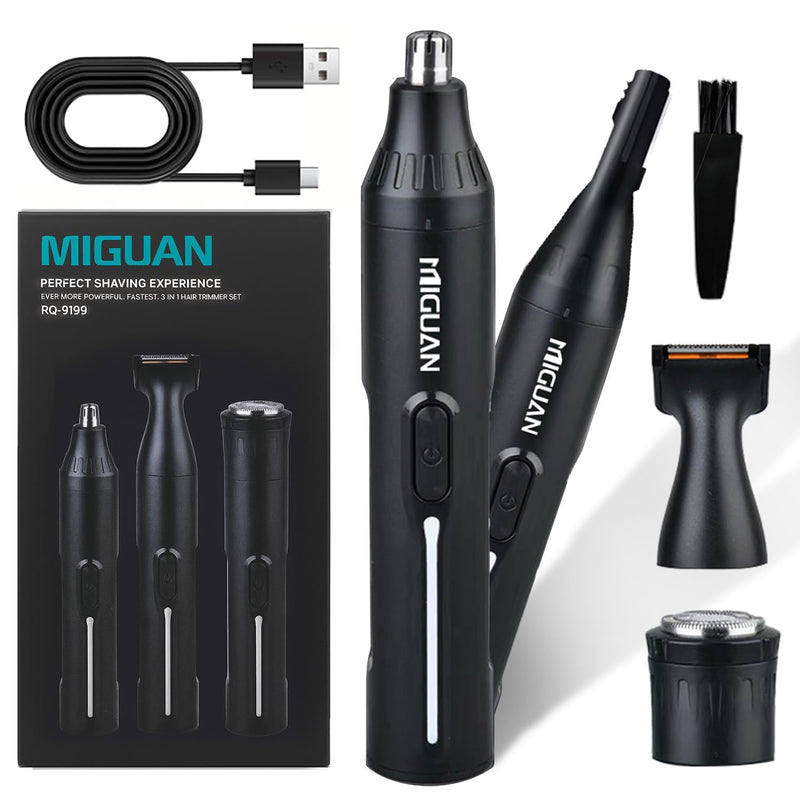 Fululuer Nose Hair Trimmer for Mens and Women | Rechargeable 4-in-1 Ear, Nose, Eyebrow & Beard Trimmers | 8500 RPM | USB Charging | Washable, LED Indicator (Matte Black) Matte Black