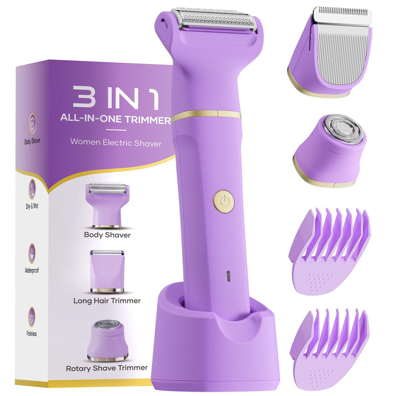 [Australia] - Electric Bikini Trimmer for Women - Tiovara Cordless Electric Razors,Wet Dry Shaver Groomer with USB Charge Dock for Bikini Underarm Leg Arm Body Face Silk Skin 