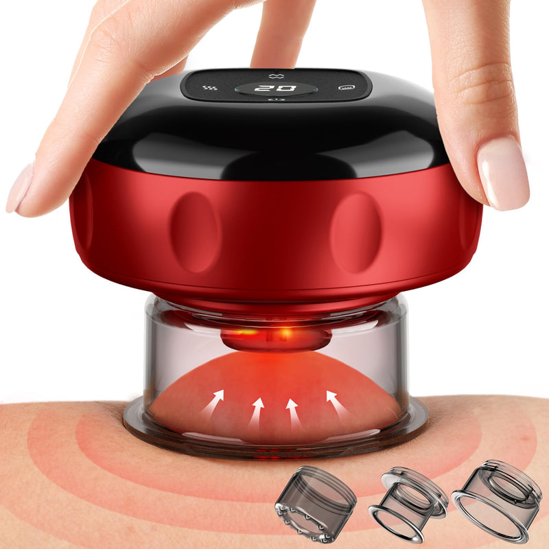 [Australia] - Smart Cupping Therapy Massager, 7 in 1 Red Light Cupping Therapy Set with 2 Modes for Targeted Pain Relief, Muscle Soreness,Tighter Skin,Cupping Kit with 12 Levels Suction and Heat,1 Pack 1 PACK 