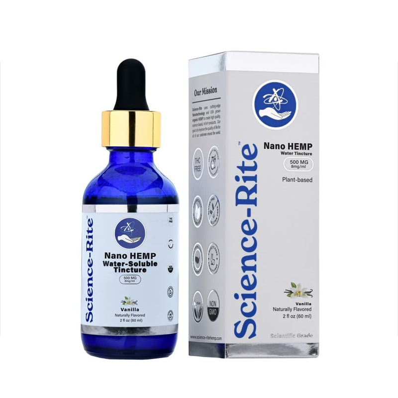 Nano Water-Soluble Hemp - Ultra-Fast-Acting Drops for Maximum Results - Scientific-Grade, 3X Faster, 9X Absorption, Cold Extracted - Vanilla Flavor. (500mg) Vanilla - 500 2 Fl Oz (Pack of 1)