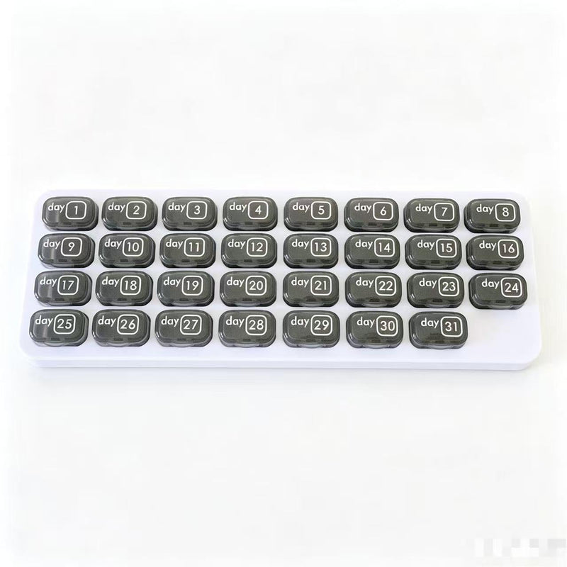 31 Day Pill Organizer for Daily Medicine/Vitamin/Supplement, Black | Portable monthly Pill Medicine case Box Holder for Daily Supplement Fish Oils/Adults Seniors/Family/Travel
