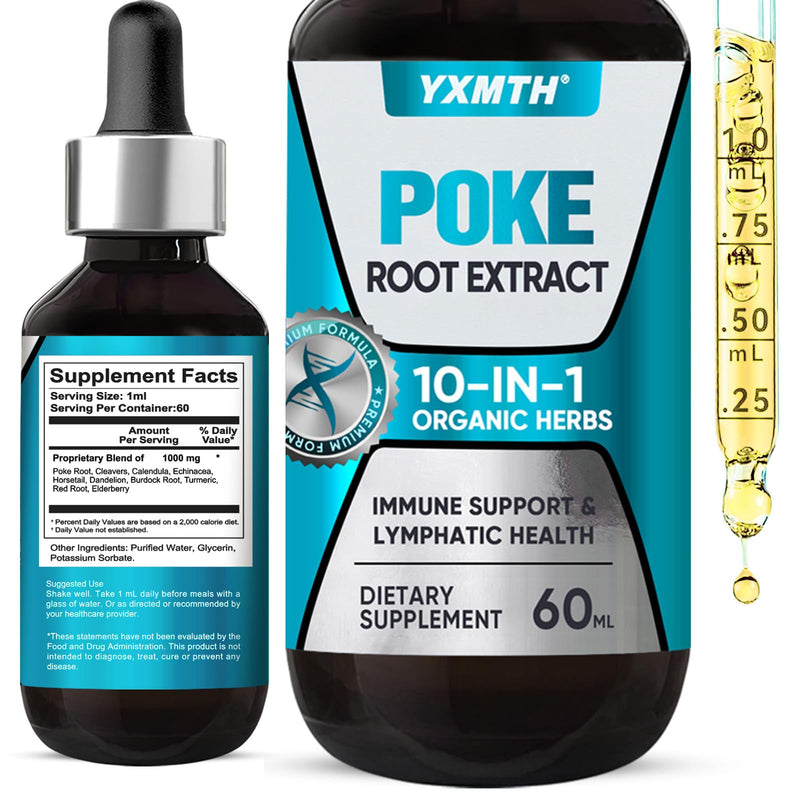 [Australia] - Organic Poke Root Tincture | 10-in-1 Alcohol-Free Liquid Extract (2 fl oz) - Vegan Supplement for Immune & Lymphatic System Support Organicpoke 