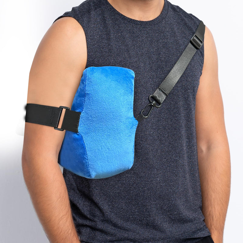 Rotator Cuff Pillow Surgery for Shoulder Pain Relief with Strap, Shoulder Pillow Sling for Side Sleepers Sleeping, Arm Cushion After Surgery Recovery Supplies, Blue
